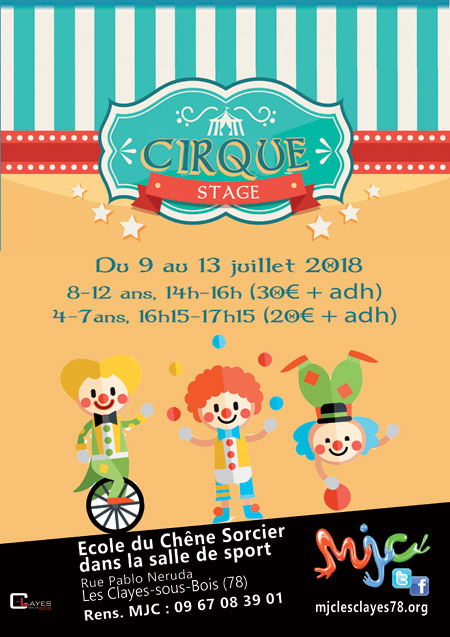 Affiche Stage Cirque enfant Juillet